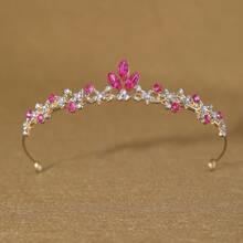 1pc Women's Fashion Princess 3D Crown Sweet Luxury Rhinestone Birthday Hair Accessory Headband - 44242 Pink - View 3