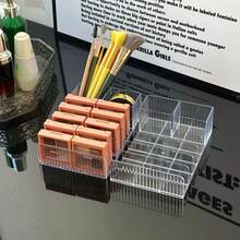 1pc Clear Acrylic Eyeshadow Palette Organizer Transparent Makeup Palette Holder Desktop Cosmetic Storage Rack Compartment Display Stand For Powder Blush Eye Shadow Cases Makeup Products Vanity Table Organization Beauty Accessories - Multicolor - View 6