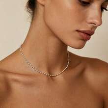 1pc S925 Sterling Silver Round Bead Necklace, Thick Chain, Durable, Unisex - Ball Chain - 2.5mm Thick - View 8