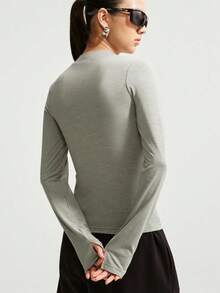 Nike Sportswear Chill Knit Women's Fitted Long Sleeve Soft, Snug Base Layer IO2724-063 - Grey - View 2
