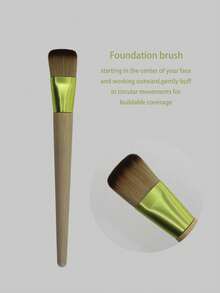 Bamboo Series Makeup Brush Set, 3pcs Face Brushes Suitable For Liquid, Cream And Powder Products Foundation, Highlighter, Concealer And Blending. Synthetic Fiber Ultra Soft, Bamboo Wood Handle. - Lime Green - View 5