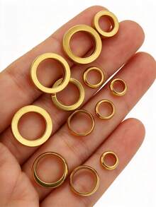 10/20pcs Stainless Steel Gold Spacer Rings, Hollow Circle Beads, Charms For Jewelry Making, DIY Bracelet Necklace Accessories - Spacer Beads - View 6