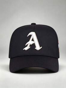 1pc Gothic Men Hats Letter A Embroidered Side World Printing Baseball Cap Adjustable Design Perfect For Travel, Parties, And Other Outdoor Activities - Multicolor - View 8