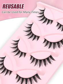 5 Pairs Cartoon Style False Eyelashes, Curly Realistic Eyelash Extensions, Suitable For Daily Or Special Occasions To Create Spiky Look, Suitable For DIY Beginners, Soft Exaggerated Spiky False Eyelashes - Black - View 6
