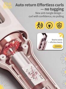 PinkSings 1-Click Auto Curling Iron, 28mm Barrel, Bi-Directional Auto Curling, 4 Temperature Modes, Negative Ion Generator, Smart Timer And Sensor, Auto Shut-Off, Best Christmas Gift - EU C Type Plug(220-240V) - View 10