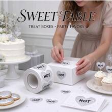 Silver Glitter Heart HOT Sticker Roll 300pcs Self-Adhesive Heart Labels ...