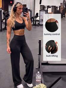 Women's Solid Color Casual Versatile Daily Wear Long Pants - Black - View 2