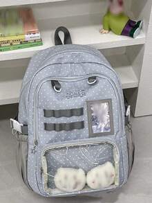 Ransel Mini Wanita, Ransel Transparan Lucu, Ransel Mini untuk Mahasiswa, Papan Pajang Lencana DIY, Ransel Gaya Kampus dari Nilon, Produk Baru, Hadiah Kembali ke Sekolah/Anime/Ransel Penggemar Konser, Gaya Feminin - MultiWarna - View 5