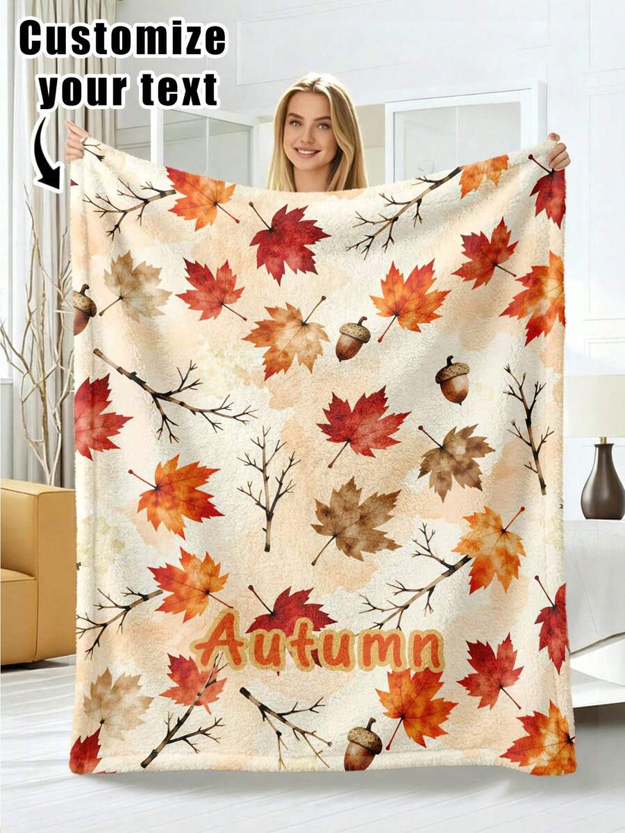 1pc Customized Flannel Blanket With Photo And Text, Office Nap Blanket, Comfortable Blanket, Mother's Day, Father's Day Gift For Parents, Bedding Blanket, Bed Customized Blanket, Customized Text Blanket, Home Personalized Customized Blanket - Multicolor - View 1