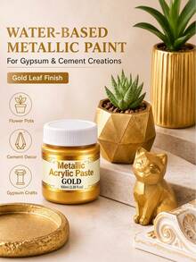 Water-Based Gold Foil Metallic Acrylic Paint 100g Gold And Silver Gold Foil Pigment, Suitable For Complementary Coloring Of Plaster, Furniture And Glass Products - Multicolor - View 4