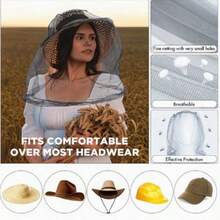 1pc Outdoor Breathable Mosquito Head Net Hat, Full Face Protection Insect Net Mask, Fishing Camping Hiking Unisex Anti-Fly Face Cover - A - View 5