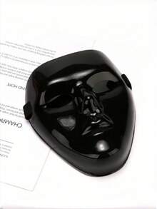 1pc Neutral Black Mysterious Character Mask, Suitable For Daily Wear, Festivals, Performances, Back To School Costumes And Halloween - Black - View 1