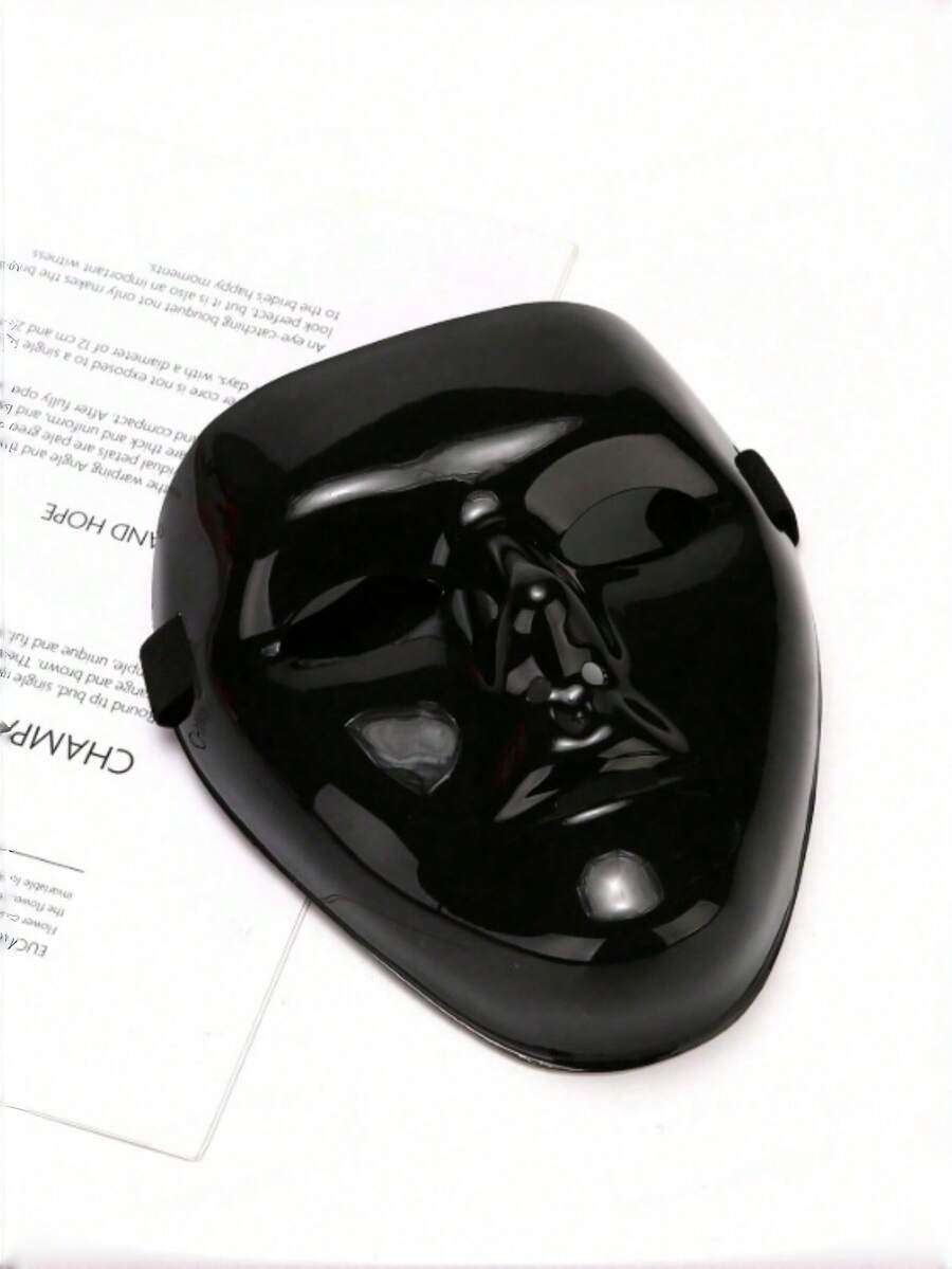 1pc Neutral Black Mysterious Character Mask, Suitable For Daily Wear, Festivals, Performances, Back To School Costumes And Halloween - Black - View 1