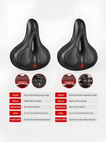 TOSUOD Ergonomic Bicycle Saddle, Shock-Absorbing Thick Padded Seat With Anti-Slip Surface, Reinforced Stitching, Comfortable Long-Distance Riding Cushion, Compatible With Road Bikes, Mountain Bikes, Flat Bar Bicycles, Can Be Paired With Rear Rack Mounting Bracket, Cycling Gear For Men And Women Adults - Multicolor - View 2