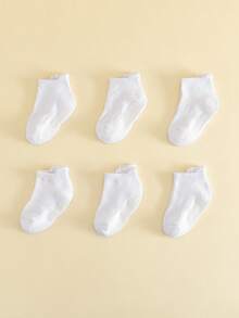 6 Pairs Boys & Girls Basic Non-Slip Sole Kids Sports Socks, Tab Socks, Multi-Purpose Trampoline & Floor Socks - White - View 8