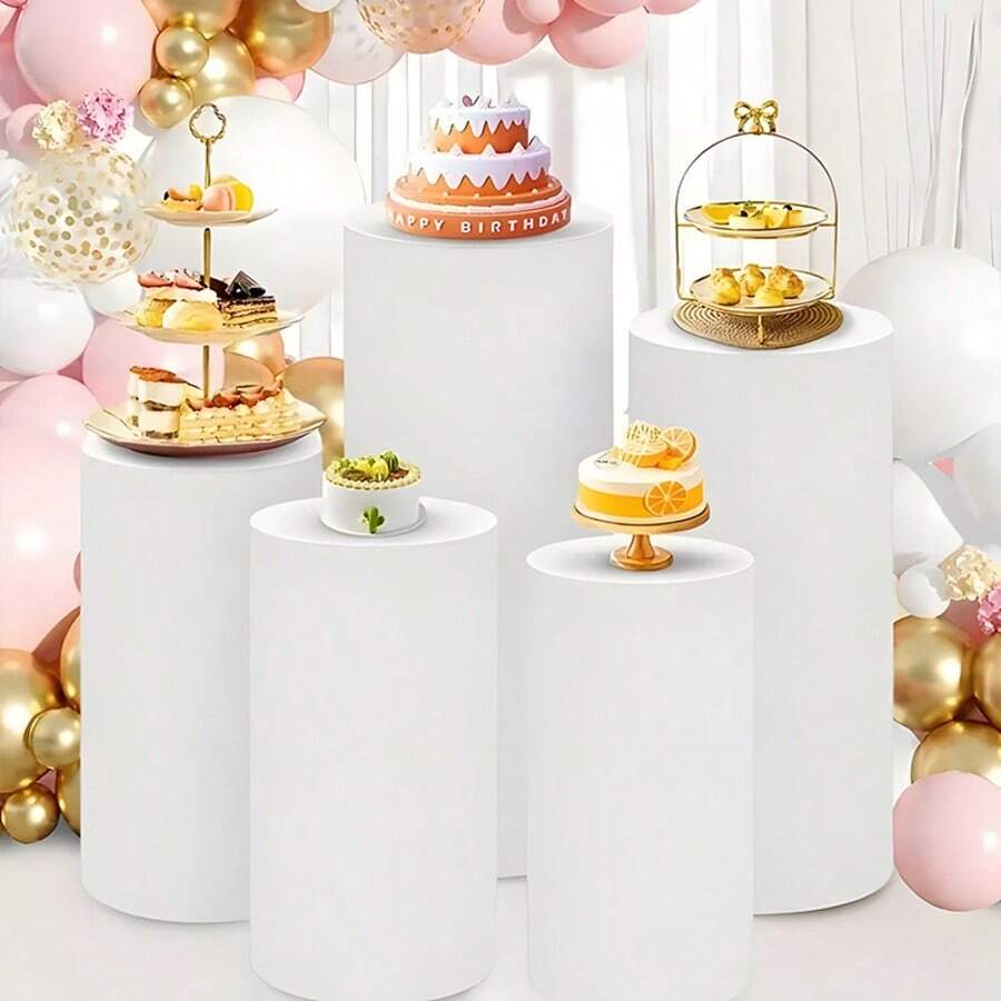 5PCS Round Dessert Display Stand, Party Cylinder Pedestal, For Wedding ...