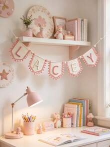 1pc Personalized Custom Name Banner, Hand Crochet Yarn Letter Garland, Boho Neutral Linen Wall Hanging Bunting Sign, Birthday Party Decorations, Customizable Multicolor Name Pennant Decor For Bedroom Ornament, Souvenir Keepsake Gift, Christmas Gift - Multicolor - View 5
