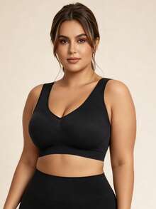 3pcs Plus Size Seamless Sports Bras, Minimalist & Fashionable For Casual Daily Wear - Multicolor - View 3