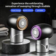 Portable Mini Electric Shaver For Men, Pocket Beard Trimmer With LED Screen, IPX6 Washable Type-C Fast Charge Electric Razor, 3D Curved Dual Ring Magnetic Head Grooming Razor For Travel Home - Multicolor - View 6