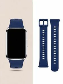 1件極簡風矽膠手錶錶帶，適用於 Band 8/9/10/11/11Pro/NFC 手環 - 午夜藍 - 查看 5