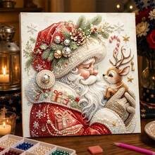 DIY Pearl Art Diamond Painting Kit, Santa Claus And Elk, Including Round Pearls, Clear Symbol Canvas, Full Set Of Tools, Wall Craft Decoration, Suitable For Christmas Gifts, Including Inner Frame (7.87in*7.87in) - Sets - View 3