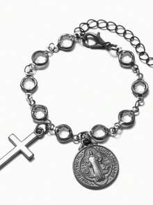 1pc European And American Fashion Personalized Alloy Feather Cross Star Car Accessory Hanging Ornament Steering Wheel Chain - A - View 3