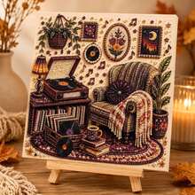 DIY Pearl Art Diamond Painting Kit, Warm Sewing Room Pattern, Includes Round Pearls, Clear Symbol Canvas, Full Set Of Tools, Wall Craft Decoration, Perfect For Thanksgiving Gifting, Inner Frame Included (7.87in*7.87in) - Sets - View 7