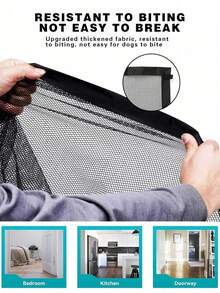 1pc Black Portable Pet Dog Mesh Gate, Dog Fence Net, Cat Dog Protective Net, Provides Enclosed Space For Pets To Play And Rest, Anti-Puncture Pet Supplies, Includes 6 Hooks - Multicolor - View 7