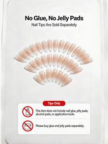 160pcs Oval Shaped Press-On Nails, White & Nude French Soft Gel Nail Stickers, Artificial Nail Tips Set, Suitable For DIY Manicure, Minimalist Versatile, 16 Sizes, For Women - Apricot - View 9