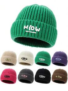 1pc Women's Letter Decor Knitted Knitted Hat, Outdoor Sun Protection Hat - Knitted Hat - View 10