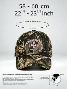 1PC Neutral Camouflage Baseball Cap, A 3D Cross And Gothic Letter Embroidery Dad Cap, With Adjustable Design, Suitable For Mountain Climbing, Street, Outdoor And Sun Protection Hats. - Multi-color - View 9