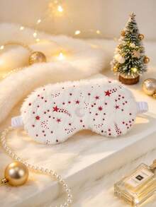 1PCSChristmas Eye Mask, Plush Sleep Mask, Christmas Sleeping Accessory For Women Girls, Star Snowflake Moon Pattern Eye Mask, Soft Furry Blindfold, Cute Holiday Sleep Mask For Travel Nap And Daily Rest, Sweet Christmas Gift - Multicolor - View 14