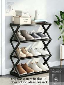 Rak Sepatu Lipat 4 Tingkat Solusi Penyimpanan Hemat Ruang Rangka X Organizer Plastik Desain Klasik Tidak Perlu Perakitan Cocok Untuk Pintu Masuk Lemari Dapur Rak Buku Tahan Lama Sepanjang Musim (Bahan Plastik Kapasitas Beban Terbatas) - MultiWarna - View 18