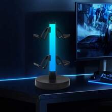 USB-Powered Gaming Headset Desk Stand With RGB Lighting & Ambient Lights – An Ideal Thoughtful Gift, Desktop Organizer And Gaming Gear Accessory, Featuring A Stylish Design For Modern Gaming Setups - Black - View 6
