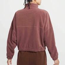 Nike Therma-FIT OVERSIZE Warna Solid Kerah Tegak Nyaman Berlapisan Bulu Hangat Setengah Terbuka, Setengah Resleting Lengan Panjang Wanita Cokelat Kemerahan - Coklat kemerahan - View 2