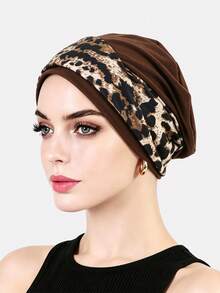 1PC Bohemian Style Leopard Print Twisted Headband Flat Top Headwrap Cross Headband Cap Suitable For Daily Use - Multicolor - View 7
