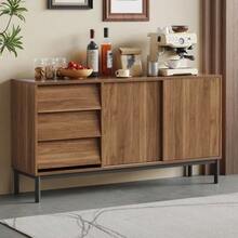 Natural Wood Sideboard 150 * 40 * 80 Cm With 3 Drawers, Drawers And Doors For Living Room And Dining Room - Natural - View 8