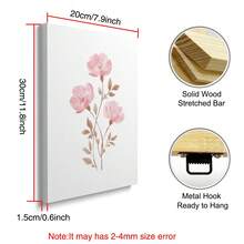 1/3 Framed/Unframed Boho Style Floral Canvas Poster, Pink Flower Wall Art Print, Minimalist Style, Suitable For Girls Room Decor, Also Applicable For Apartment, Living Room, Bedroom And Other Modern Home Decor - Multicolor - View 29