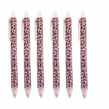 12pcs Pink Leopard Print Retractable Ballpoint Pens Set, Fashion 0.07mm Smooth Writing Office Stationery Set, Black Ink, No Cap, Multicolor Barrel, Gift For Men And Women - A - View 8