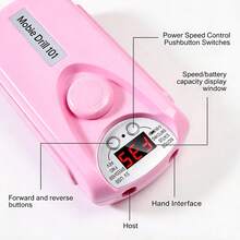 LIMEGIRL Máy mài móng tay điện sạc 35.000 RPM chuyên nghiệp, dũa móng không dây cầm tay có màn hình LCD, kèm 6 đầu mài, dụng cụ đánh bóng làm móng tay và móng chân chuyên nghiệp dùng cho gia đình và salon tóc - Nhiều màu - Xem 2