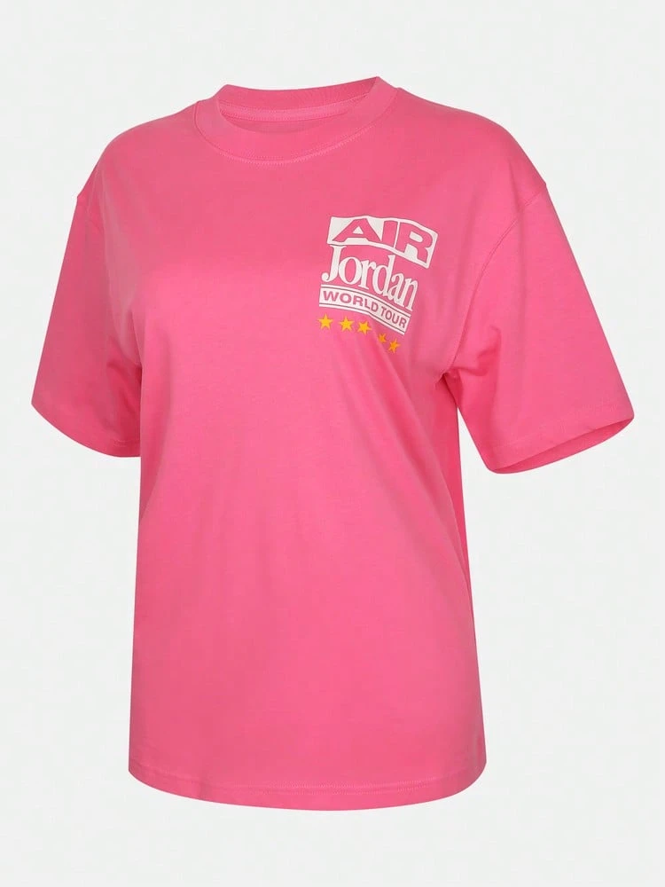 Jordan Women's AS W J FLT SS GF GFX TEE SUV Short Sleeve Knit Collarless T-Shirt TIF0831-684 - Party Punch - View 1