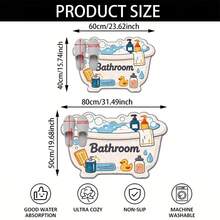 1pc Irregular Bathtub Design Microfiber Bath Rug, Non‑Slip Soft Bathroom Mat, Water‑Absorbent Doormat, Machine Washable, Low Pile, TPR Backing, Knit Fabric, For Bedroom, Kitchen, Entryway, Indoor Use, Accessories & Home Decor, Perfect New House Gift - A - View 3