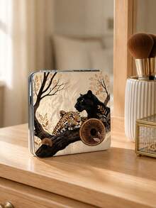 Painted Deer Print Design Compact Makeup Mirror,Magnifying Foldable Cosmetic Mirror,Portable Travel Mirror For Beauty, Can Be Placed In A Handbag, Pocket Or Purse, Perfect For Going Out - Multicolor - View 2