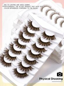 GROINNEYA 7 Pairs Brown Faux Mink False Eyelashes, Transparent Lash Band, Natural Fluffy Makeup Effect, Makeup Tool (BN01), Strip False Eyelashes, Eyelashes, Fake Eyelashes, Halloween - Brown - View 5