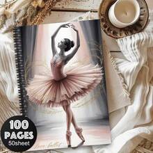 1pc [2D] Flat Spiral Notebooks A5 Spiral Bound Lined Notebook Fashion Dance Element Cover Back-To-School Classroom Memo Pad Gift Stationery Dance Practice Check-In Homework Record Suitable For Back-To-School Season, Student Notebooks - 1 Pack (50 Sheets, 100 Pages) - View 10