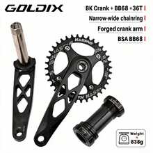 GOLDIX 山地車曲柄組 24mm 主軸 104BCD 170mm 中空一體式單車曲柄 - 黑色 - 查看 11