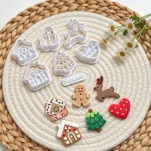 7pcs Christmas Gingerbread Series Clay Cutting Molds, Polymer Clay Tool For DIY Earring Pendant Craft, Nice Gift For Craft Makers - 7pcs - View 4