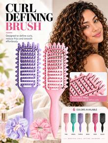 Curling Styling Comb, Ventilated Detangling Styling Brush, Flexible Design, Easy Grip Handle, Suitable For Wet And Dry Hair, Blow Drying, Curling, Parting And Daily Hair Care, Multiple Colors Available - Multicolor - View 9
