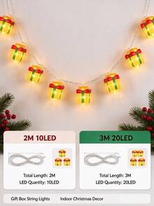 Christmas Gift Box LED String Lights, Cute Gift Box Shaped Night Light, Suitable For Indoor Hanging Decoration, Can Be Used For Christmas Tree, Wreath, Stairs, Window, Fireplace, Holiday Celebration, Party And Home Wall Decoration, Creating A Warm Holiday Atmosphere - 2026 Top 1 Best‑Seller - View 12