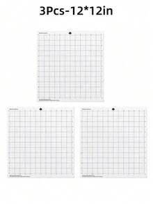 3 Packs Cutting Machine Mat, 12-Inch Measuring Grid Replacement Mat, Translucent PP Material, With Clear Film, Suitable For Silhouette Cameo Plotter - Multiple Styles - View 4